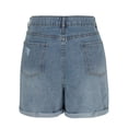 thumbnail image 4 of Stretchy Jean Shorts for Women Womens Blue Denim Shorts Stretchy Ripped Casual Summer Jean Shorts with Rolled Cuffs Streetwear Blue XXL, 4 of 8