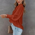 thumbnail image 4 of UYISJ Women's Long Sleeve Blouse V Neck Lapel Shirt Casual Loose Fit Trendy Fall Pullover Solid Color Tunic Tops Orange L, 4 of 7