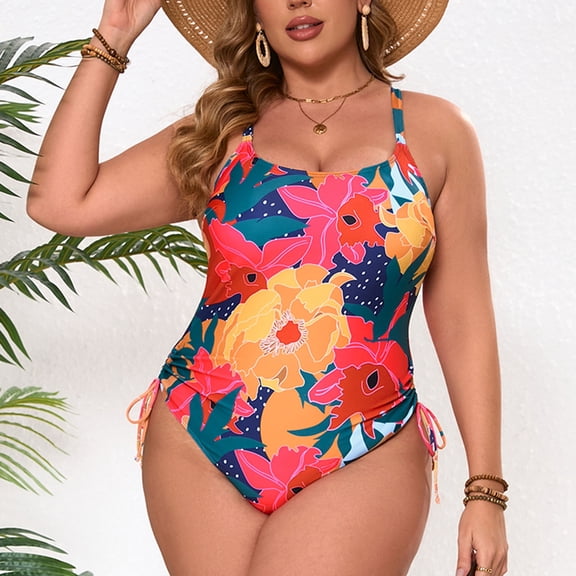 Gymvis Womens One Piece Bathing Suits,Bikini Bathing Suits for Women,Plus Size Print Athletic,Pink