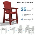 thumbnail image 2 of LOYALICE Tall Plastic Adirondack Chair Set of 2 W/ Outdoor Barstools and Connecting Tray, Red, 2 of 12