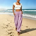 thumbnail image 4 of MLCDZ Womens Summer Striped Barrel Pants Comfy Baggy Drawstring Elastic Waist Pant with Pockets Lightweight Beach Vacation Party Lounge Trousers, 4 of 7