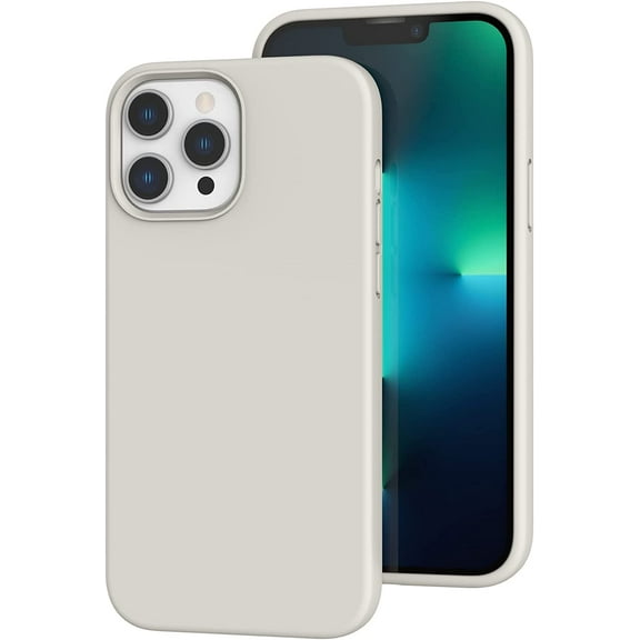 Compatible with iPhone 13 Pro Case, [Drop Protection] [Anti-Fingerprint] Shockproof Liquid Silicone Cover with Microfiber Lining Phone Case for iPhone 13 Pro 6.1" (2021), Stone