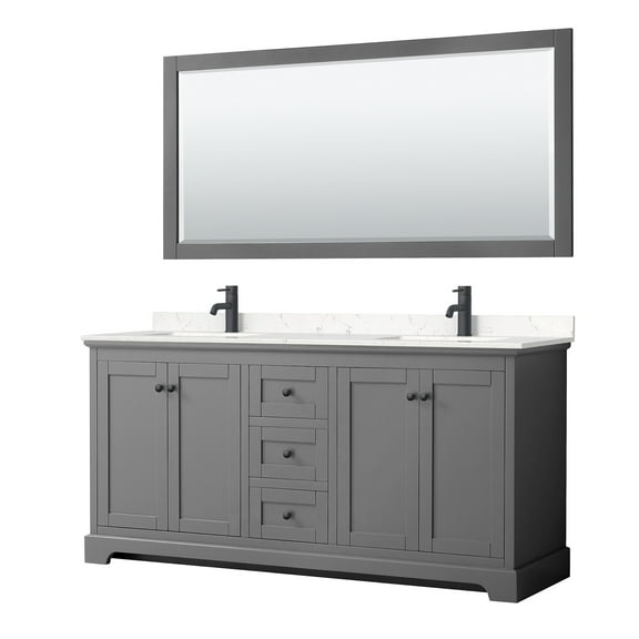 Wyndham Collection WCV232372DGBC2UNSM70 Avery 72" Free Standing Double Basin Vanity Set -