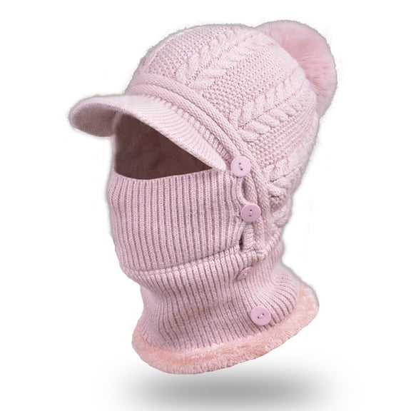 Tittly Winter Hats Beanie Winter Women Knitted Pullover Warmth Ear Wool Sweater Hat Hat Skull Caps Hats for Women Pink One Size