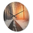 thumbnail image 3 of Designart 'Bright Sun Break in Winter Snow Forest ' Farmhouse Wood Wall Clock, 3 of 5