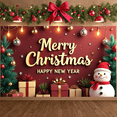 thumbnail image 6 of Red Theme Christmas Banner Christmas Tree Design Holiday Backdrop Gift Decorations Snowflake Pattern New Year Display for Christmas Party New Year Celebration Family Reunion, 6 of 9