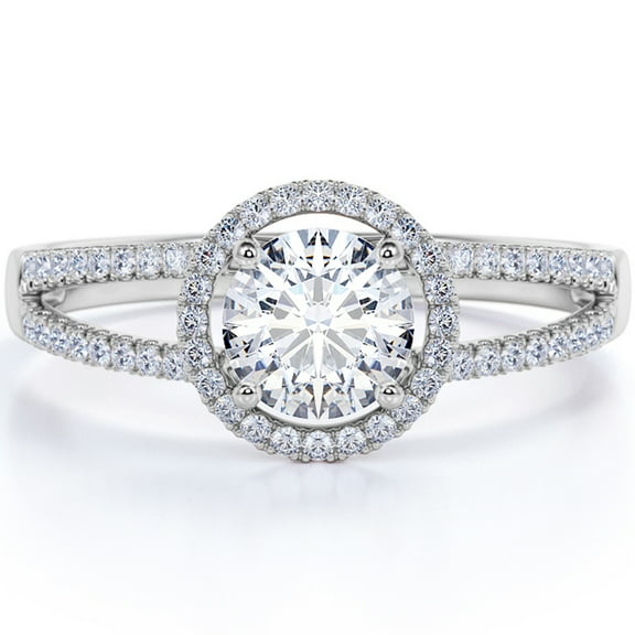 JeenMata Stunning 1 Carat Real Moissanite Engagement Ring in 18k Gold Over Silver