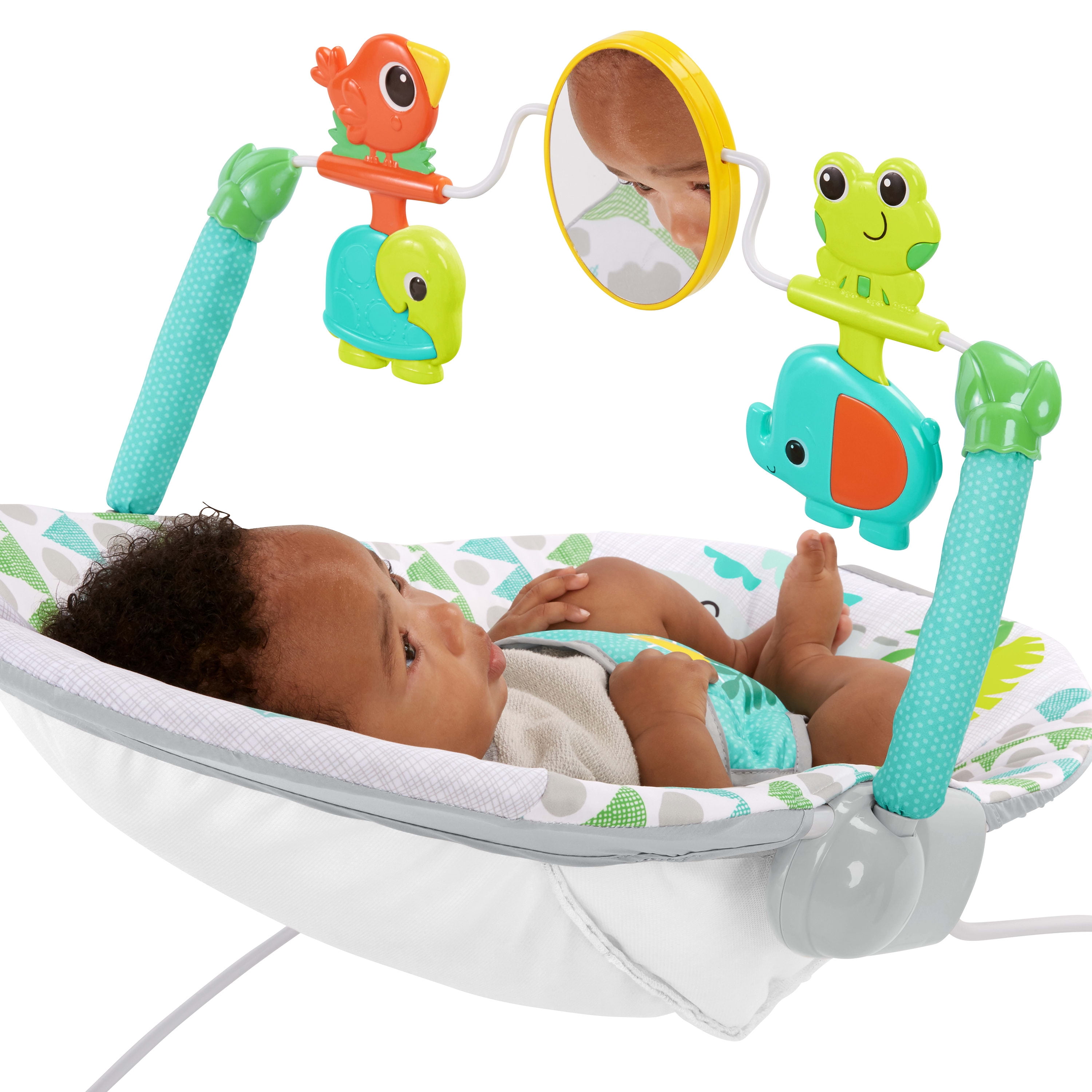 detekterbare dommer pence Bright Starts Spinnin' Safari Vibrating Baby Bouncer Seat with Toy Bar, For  Infants Ages 0-6 Months (Unisex) - Walmart.com