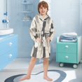 thumbnail image 5 of FORMRS Niños Bathrobe Unisex Hooded Robe Soft Plush Pajamas Sleepwear, Size 2-3T, Beige Cute Cats, 5 of 7