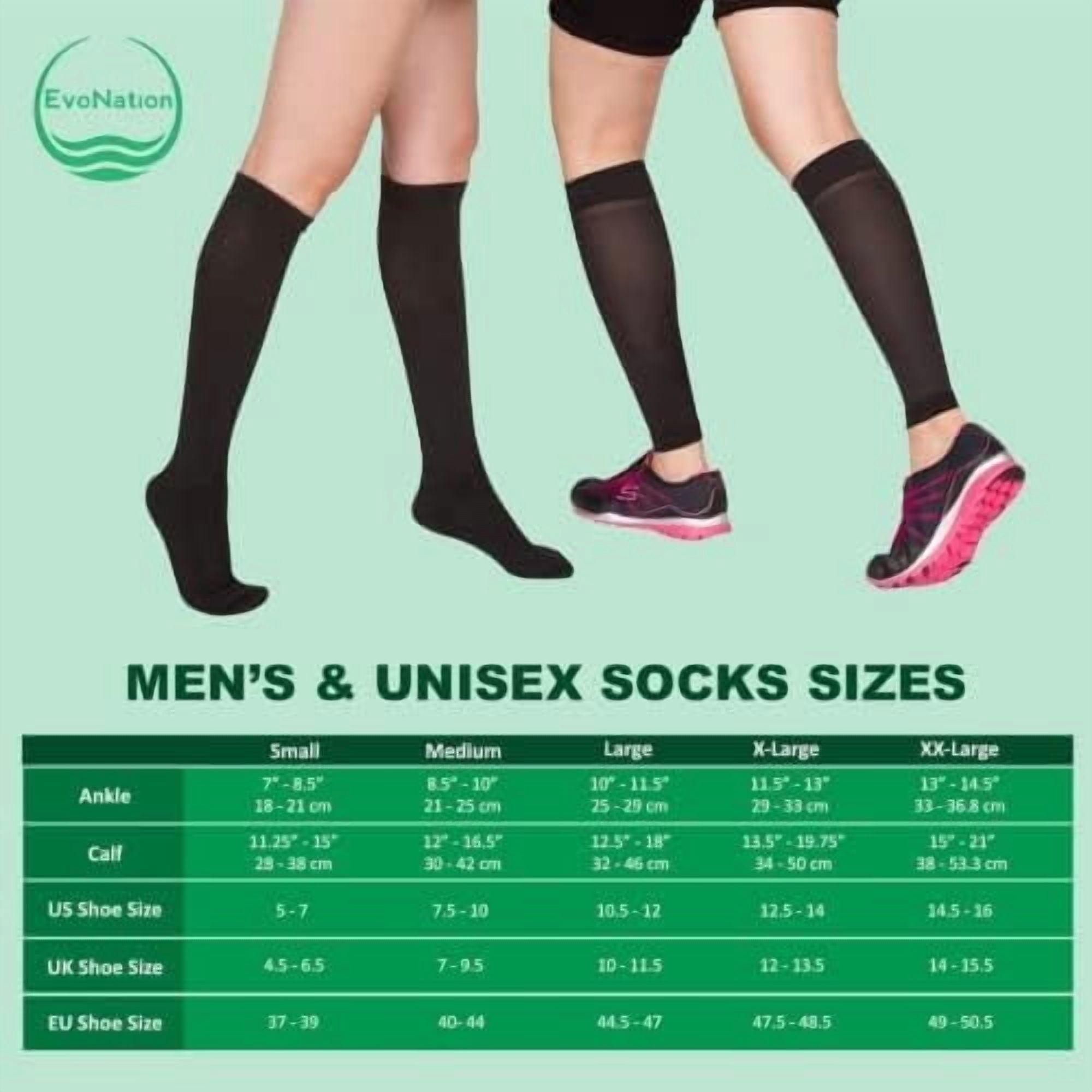 EvoNation Men’s Knee High 15-20 mmHg Graduated Compression Socks – Moderate Pressure Compression Garment