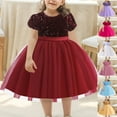 thumbnail image 5 of Atogsazn Little Girls Birthday Dress Kids Ruffle Sleeveless Mesh Dresses Wedding Party Princess Clothes C-Blue 7-8 Years, 5 of 5