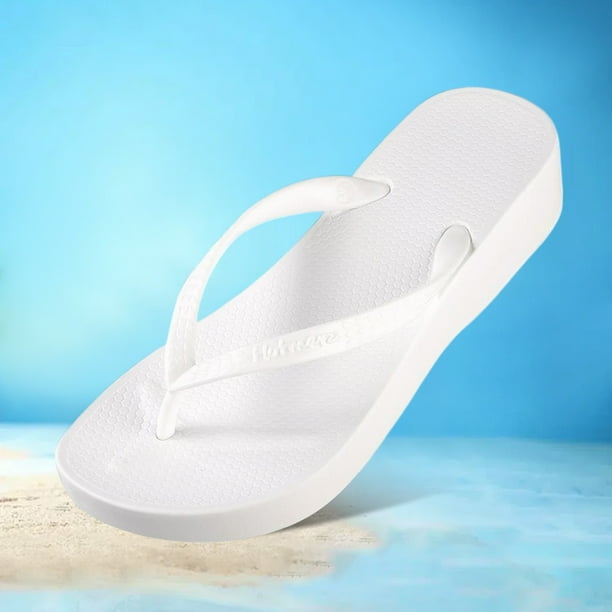 Sandalias de playa Flip Flip Flip No Slip gruesas Solas para la piscina de playa (40) Blanco