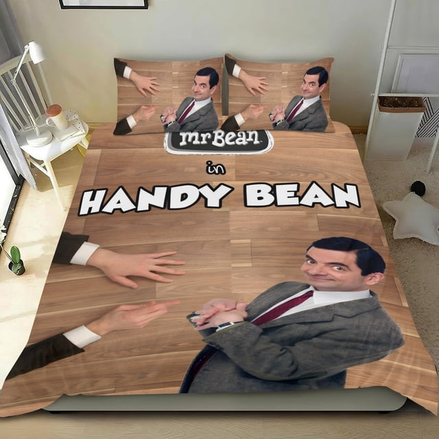 Sr. Bean Conjunto de sábanas temático, trío de piezas, cómodo y amigable con la piel, diseño único, regalo de decoración para el hogar para familiares, amigos y fans,140cm *210cm