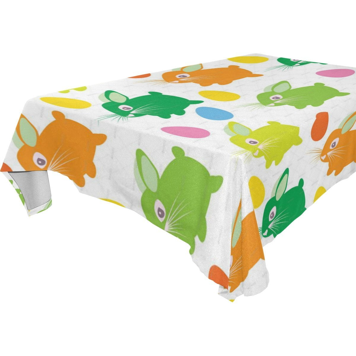 POPCreation Easter Bunny Tablecloths Egg Table Cloth Top Decoration 60x104 inches
