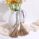 thumbnail image 5 of Guirnalda rústica de cuentas de madera con borlas, estilo bohemio, para decoración del hogar, para colgar en la pared, para mesa, repisa, con cuentas de madera natural, 5 of 7