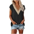 thumbnail image 1 of Birdeem Mode Femmes Été Col en V Dentelle Patchwork Manches Courtes Haut Blouse Aguichant, 1 of 9