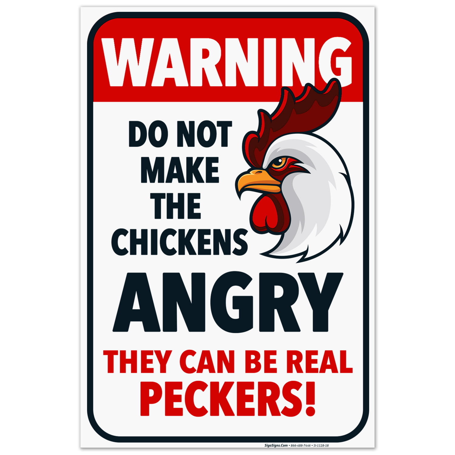 8 x 12 Chicken Coop Sign Warning Do Not Make Chickens Angry Durable Metal Sign Makes a Funny Chicken Farm Decor Under $20 Use Indoor/Outdoor 