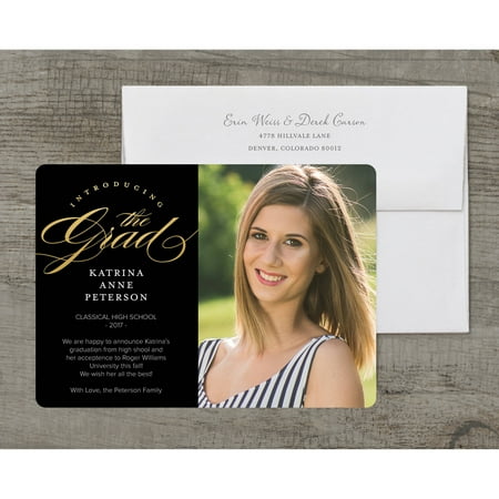 Sailboat Announcement - Classic Script Deluxe Graduation Announcement