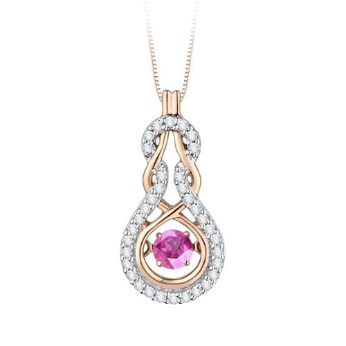 SHAH DIAMONDS INC 10K Pink Gold 1 8ct TDW Dancing Pink Sapphire and White Diamond Fashion Pendant (G-H,I2-I3) by Overstock