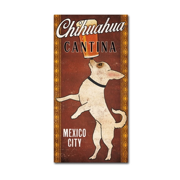Trademark Fine Art 'White Chihuahua on Red' Canvas Art by Ryan Fowler