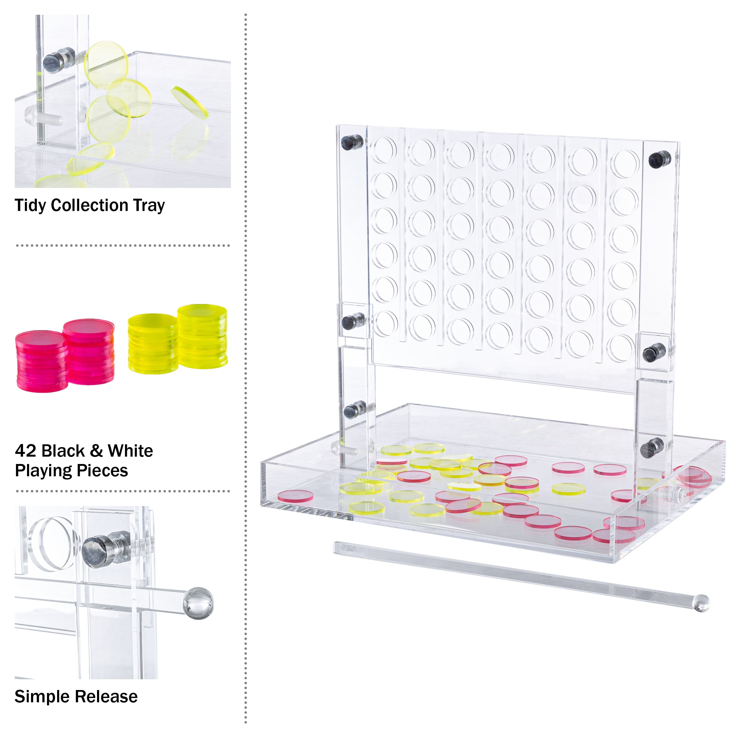 Trademark Games Acrylic 4 in a Row Game, Connect 4 Game for Kids and Adults (Pink/Yellow)