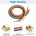 thumbnail image 6 of 29986 Refrigeration Hoses with Ball Valves Replacement Hvac Hose Low Loss R410A, Plus II 1/4" Charging Hoses, 72in Length - 3 Pack (Blue Yellow Red)$$Tools & Hardware Other, 6 of 7