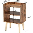 thumbnail image 2 of Mid  Modern Nightstand, 3 Tier Tall Wood Side Table with Open Shelves, Rustic Brown for Bedroom, Kids Room & Small Spaces, 2 of 6