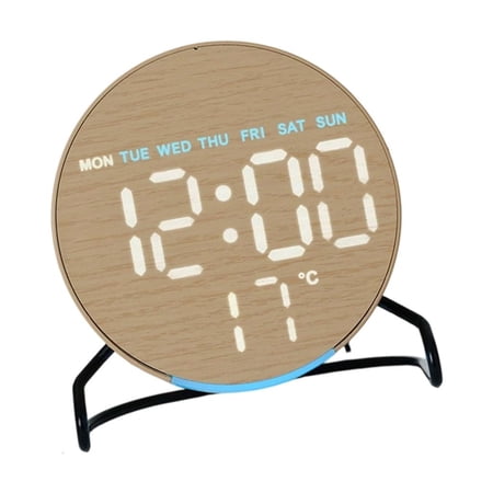 Yihuala Elegant Wood Grains Digital Alarm Clock With Large LED Display Ambients Night Light Countdown Timer For Bedroom Bedsides