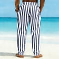 thumbnail image 5 of Uwinwear Men's Striped Pants Casual Color Block Straight-Legs Long Pants Casual Big & Tall Flat Front Business Trousers with Pockets,Dark Blue,M, 5 of 5