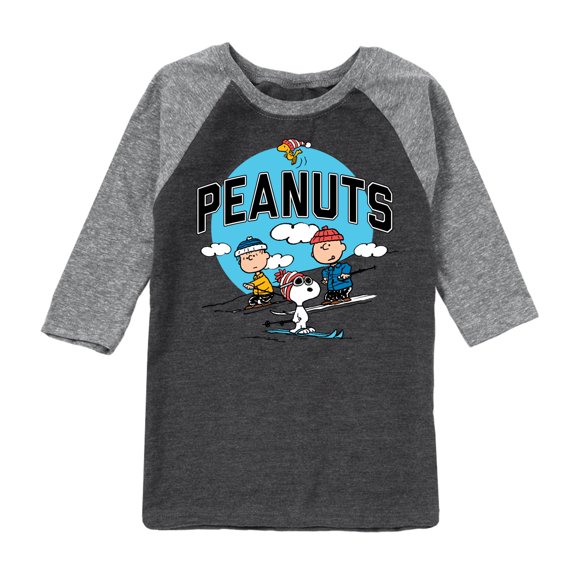Snoopy and Friends Skiing - Toddler And Youth Raglan Graphic T-Shirt
