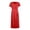 1_Red, variant on Asxite Summer Dresses for Women Casual Solid Wrap V Neck Short Sleeve Elastic Waist Slit Sundress
