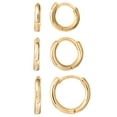 thumbnail image 3 of Believe by Brilliance Women's Brass 14kt Gold Flash Plated Graduated Polished Hoop Set, 3 of 7