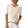 thumbnail image 1 of Chandails d'Automne d'Hiver Grande Taille pour Femmes T-Shirt Ample à Col Rond à Manches Courtes avec Bas en Tricot Court Beige TG, 1 of 4