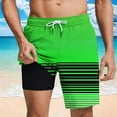 thumbnail image 2 of lcziwo Board Short Swimsuit for Men Print Rash Guard Drawstring Elastic Waist Swim Short Summer Fathion Beach Short with Lined Green S, 2 of 7