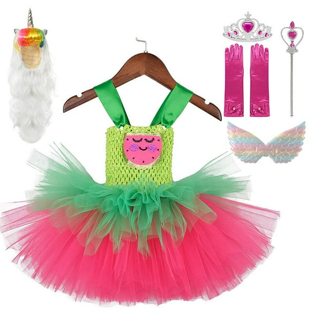 Vestido de princesa Rainbow Candy con WigTutu, disfraz de Cosplay para niños, traje de fiesta de cumpleaños zhangyuxiang unisex