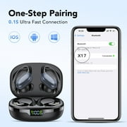 Wireless Earbuds Bluetooth Headphones with Earhooks, 60H Playtime LED Display, Deep Bass Over Ear Buds, IPX7 Waterproof Sport Earphones Built-in Mic for iPhone Android Running Gym, Black