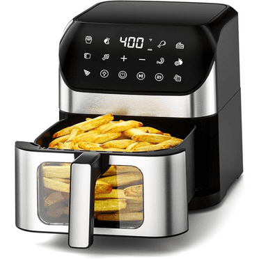 Air Fryer 6.2 QT Oilless 1500W Large Capacity Oven Air Fryers Healthy Cooker with 10 Preset, Visual Cooking Window, Non-Stick Basket, Included Recipe