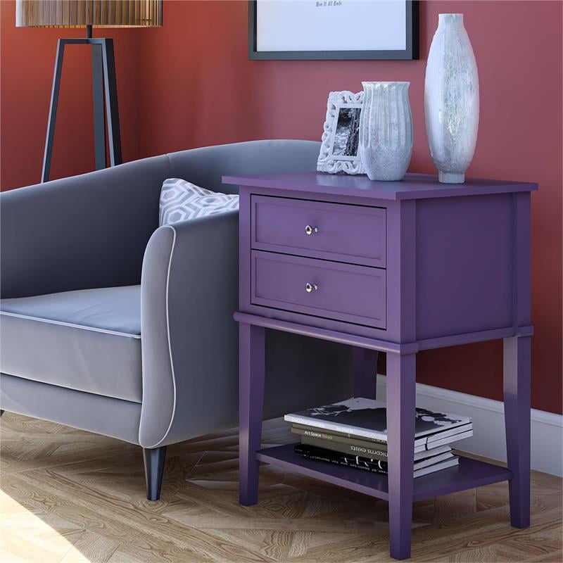 Ameriwood Home Franklin Accent Table with 2 Drawers in Purple - Walmart