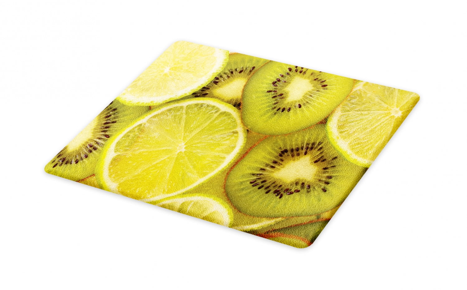 Kiwi Cutting Board Close Up Photo With Round Slices Of Exotic Fruit And Lime Decorative Tempered Glass Cutting And Serving Board In 3 Sizes By Ambesonne Walmart Com Walmart Com