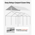 thumbnail image 5 of VEVOR Carport Replacement Canopy, 10 x 20 ft Potable Garage Tent Top Tarp, UV-Resistant & Waterproof Car Shelter Tarp, Heavy Duty Car Port Cover with Ball Buggees, Grey, Frame Not Included, 5 of 9