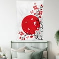 thumbnail image 3 of Japanese Tapestry, Japanese Culture Inspired Artwork Cherry Blossom Sakura Tree Eastern, Wall Hanging for Bedroom Living Room Dorm Decor, 60W X 80L Inches, Vermilion Black White, by Ambesonne, 3 of 5