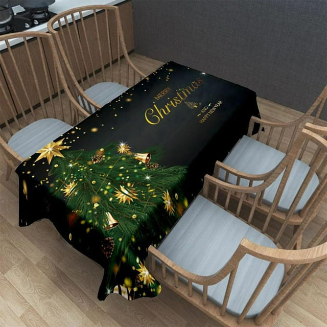 Feltree Christmas Tablecloth Rectangular Painted Waterproof Washable for Holiday Party Decor and Home Supplies 35x55 Inch