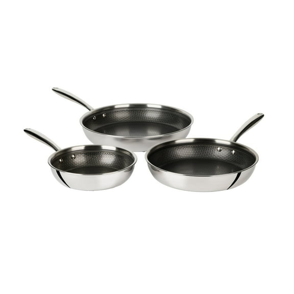 T-fal Ceramic HybridMesh Stainless Steel, 8.5 inch, 11 inch and 12.5 inch Frypan Set