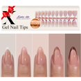 thumbnail image 1 of KQueenest Puntas de uñas de gel francés, punta francesa multicolor, puntas de uñas de almendra mediana, puntas de uñas de gel suave de estilete x puntas de uñas, punta de gel natural nude, uñas con di, 1 of 5
