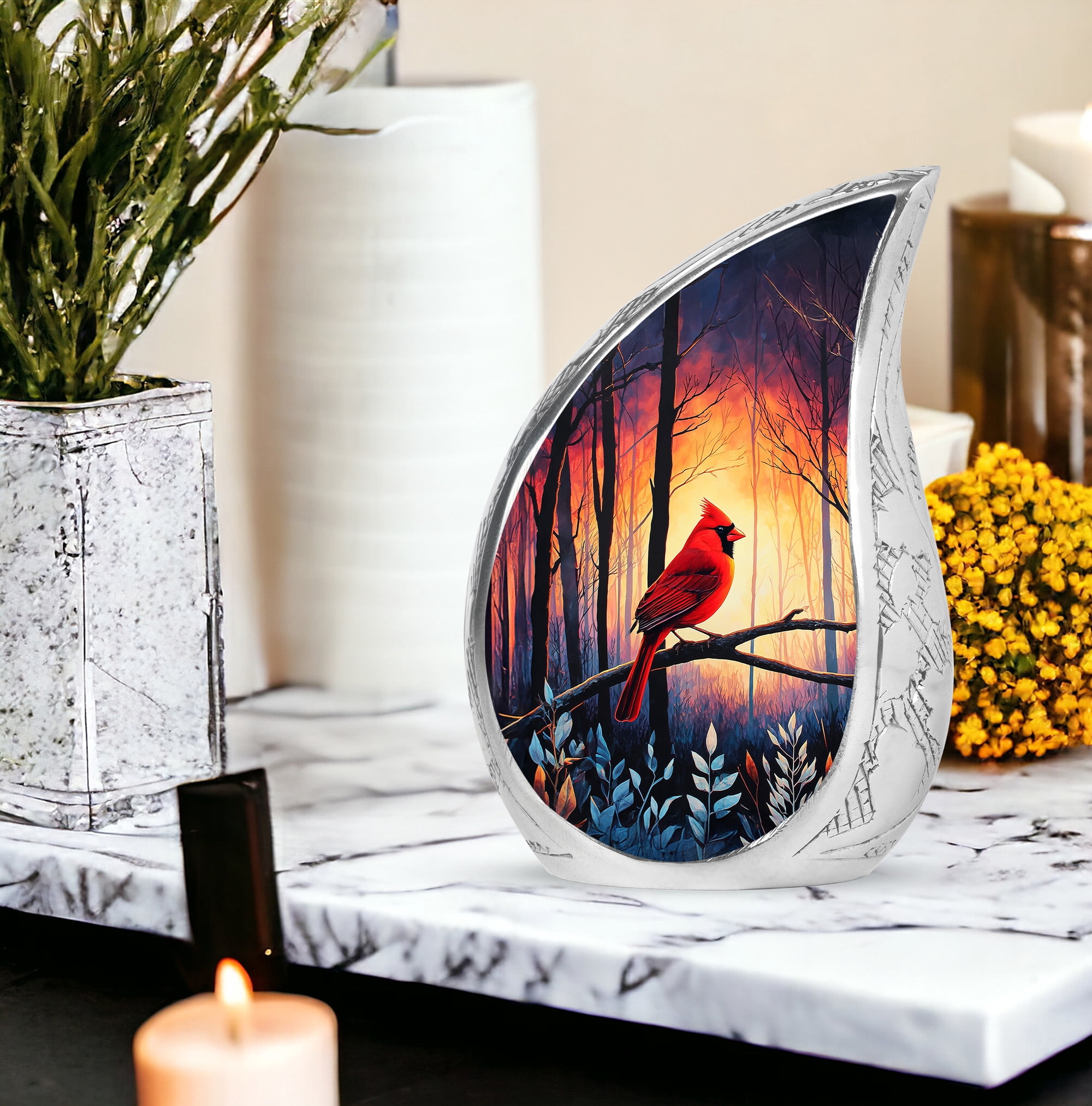 SABURIAL Cardinal Bird Urn - Human Remains Urn - Combo 2 - Large with 3 Inch Pack of 2 - Cremation Urns for Burial - Memorial Ashes - Burial Urns for Ash