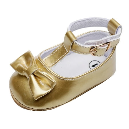 

ZMHEGW Girls Single Shoes Bowknot First Walkers Shoes Toddler Sandals Princess Shoes