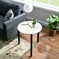 thumbnail image 2 of 24 Inch Small Coffee Table With Modern Marble Surface And Stable Legs For Living Space Stylish Beveled Rubberwood Home, 2 of 6
