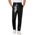thumbnail image 1 of Pantalones de lentejuelas INSPIRE CHIC para hombres, pantalones rectos brillantes para fiestas disco, 32 negro, 1 of 6