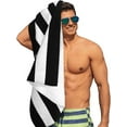 thumbnail image 4 of Yibo Pink Stripe Polyester Beach Beach Towel, Gym, Bathroom, 4 of 8