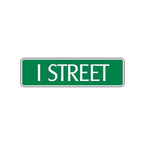 I Street Name Letter Aluminum Metal Novelty Street Sign Wall Decor 4x13.5